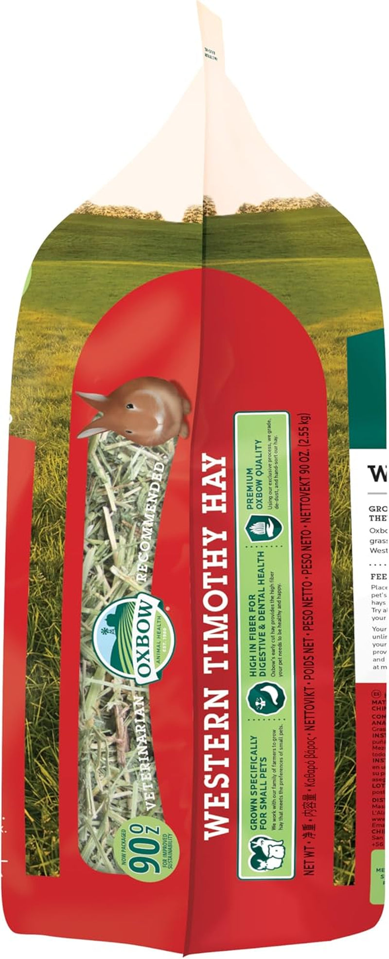 Western Timothy Hay, Rabbit & Guinea Pig Hay, High Fiber, USA, 90 Oz | Timothy Hay, Bunny Hay for Rabbits, Guinea Pigs, Bunnies and Chinchillas, Hand-Sorted, De-Dusted, Made in USA
