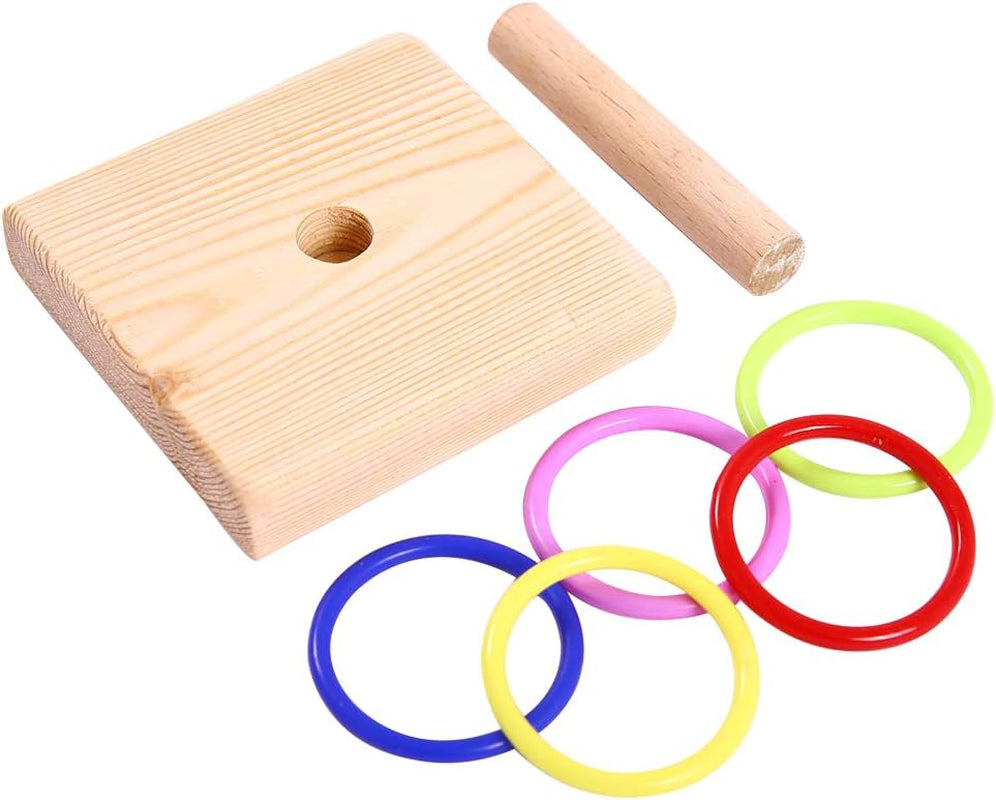 Bird Tabletop Toy, Parrot Activity & Training Trick Color Ring Toys | Budgie Natural Wood Training Gym, Sturdy Chewed Rings, Educational Stacking Playing Toy for Conure Cockatiel, Easy to Install