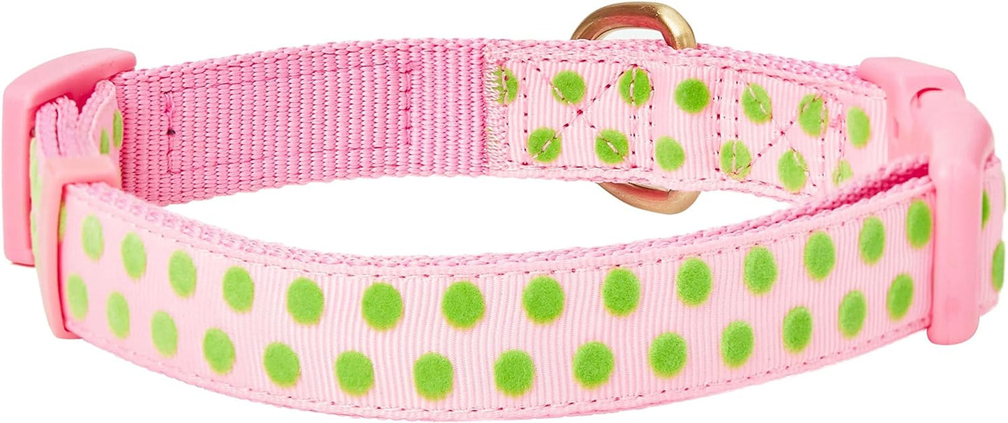 Adjustable Flocking Dog Collar with Silk Flower, Pink Dog Collar for Girls, Medium, 14.5"-20" Neck, 3/4" Width, Girl Dog Collars for Small Dogs