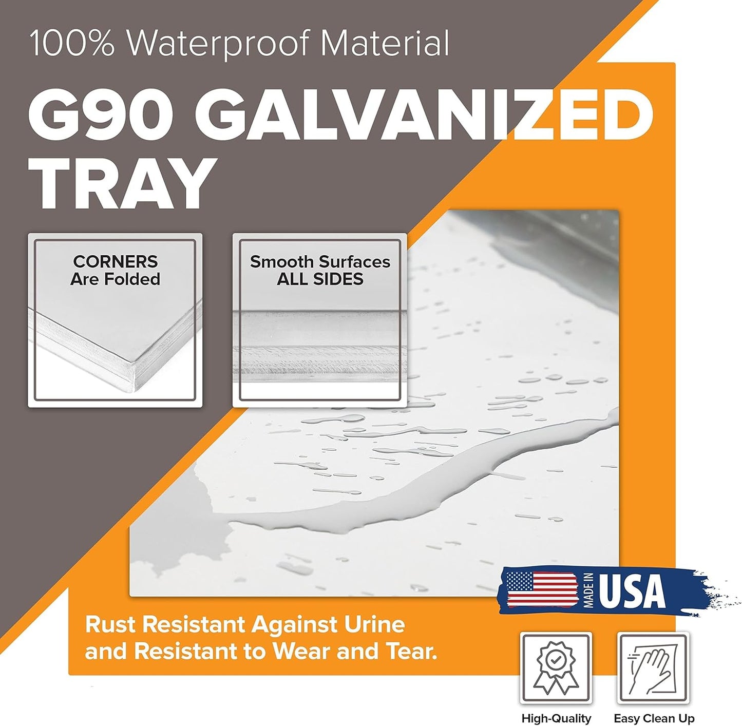 Metal Dog Crate & Kennel Replacement Tray/Pan, Galvanized, 35.4X21.9 in | Chew-Proof, Crack-Proof, Rust-Resistant. Fits Most Standard 36 in Crates.