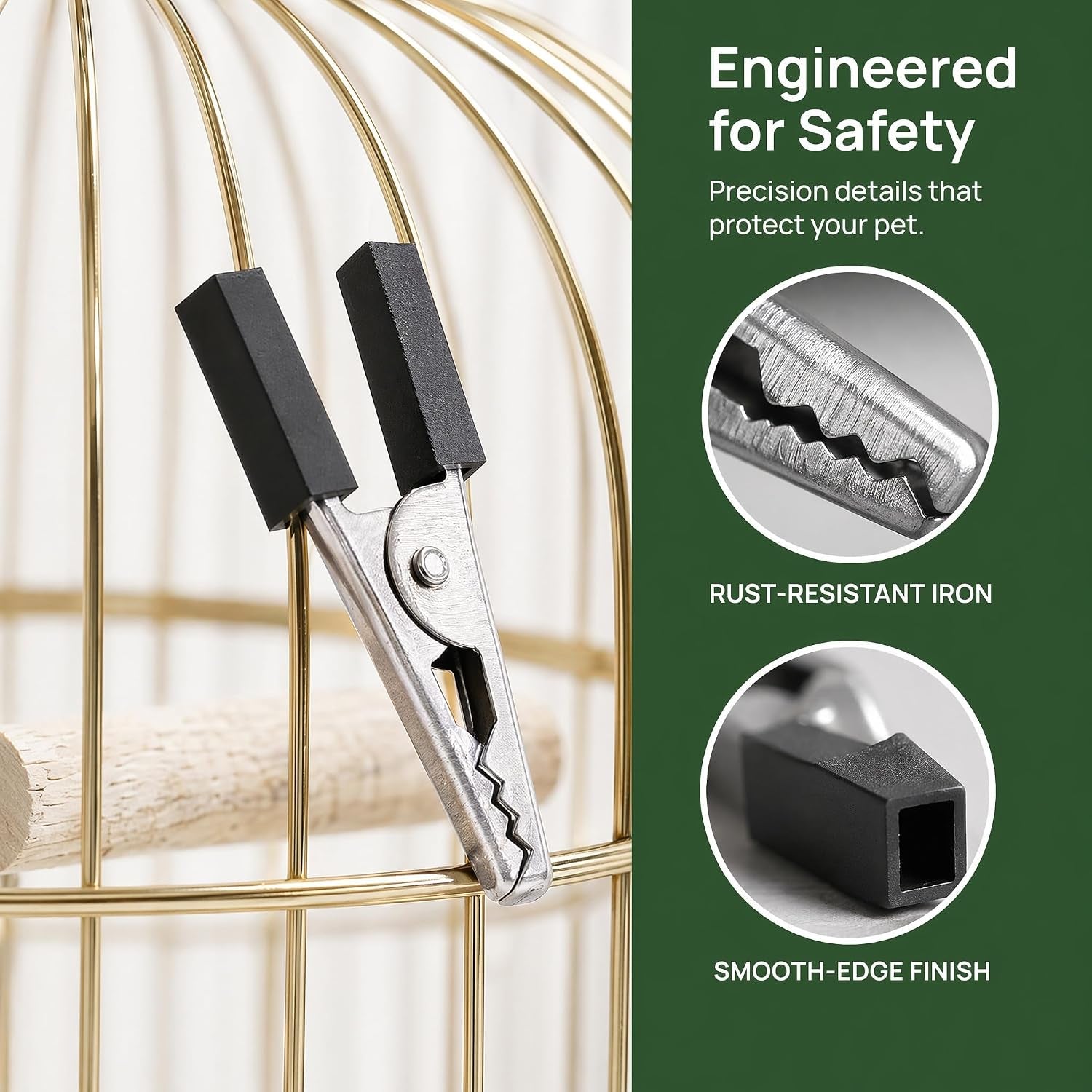 Bird Cage Clips 20Pcs Heavy Duty Iron Safety Door Lock, Escap-Proof Cage Trigger Hooks for Parakeets, Parrots, Lovebirds & Small Animal Enclosures, Rust-Resistant Pet Accessories