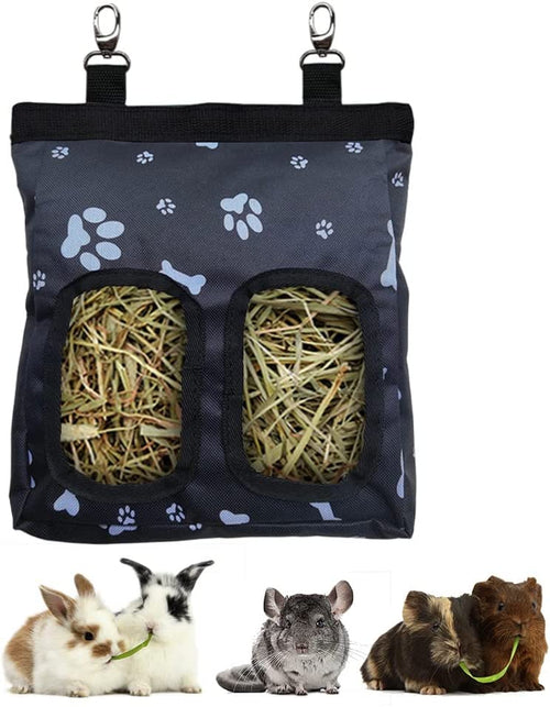 Guinea Pig Hay Feeder, Hanging Rabbit Hay Feeder Bag. Black Paws | Upgraded Double Layer Fabric | Bite Resistant | Cleaner Hay & Less Mess | Small Animal Hay Holder for Bunnies & Chinchillas