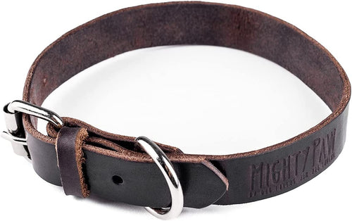 Leather Dog Collar - Genuine Distressed Leather - Strong Metal Buckle - Ultimate Comfort - Modern Style for All Dogs Breeds - Comfort Puppy Collar - (Medium - Brown)