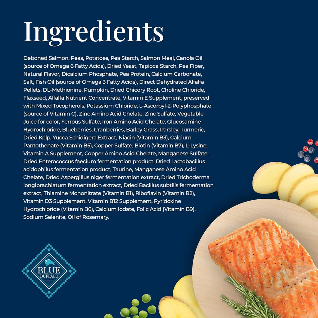 Basics Salmon Adult Grain-Free Dry Dog Food, 22 Lb | Skin & Stomach Care, Real Salmon #1 Ingredient, Limited Ingredient Diet, Antioxidant-Rich Lifesource Bits, Skin & Coat Health