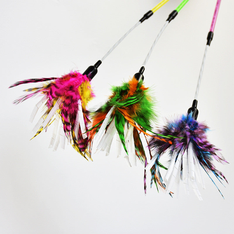 Paper Wool Spiral Feather Rod Funny Cat Stick