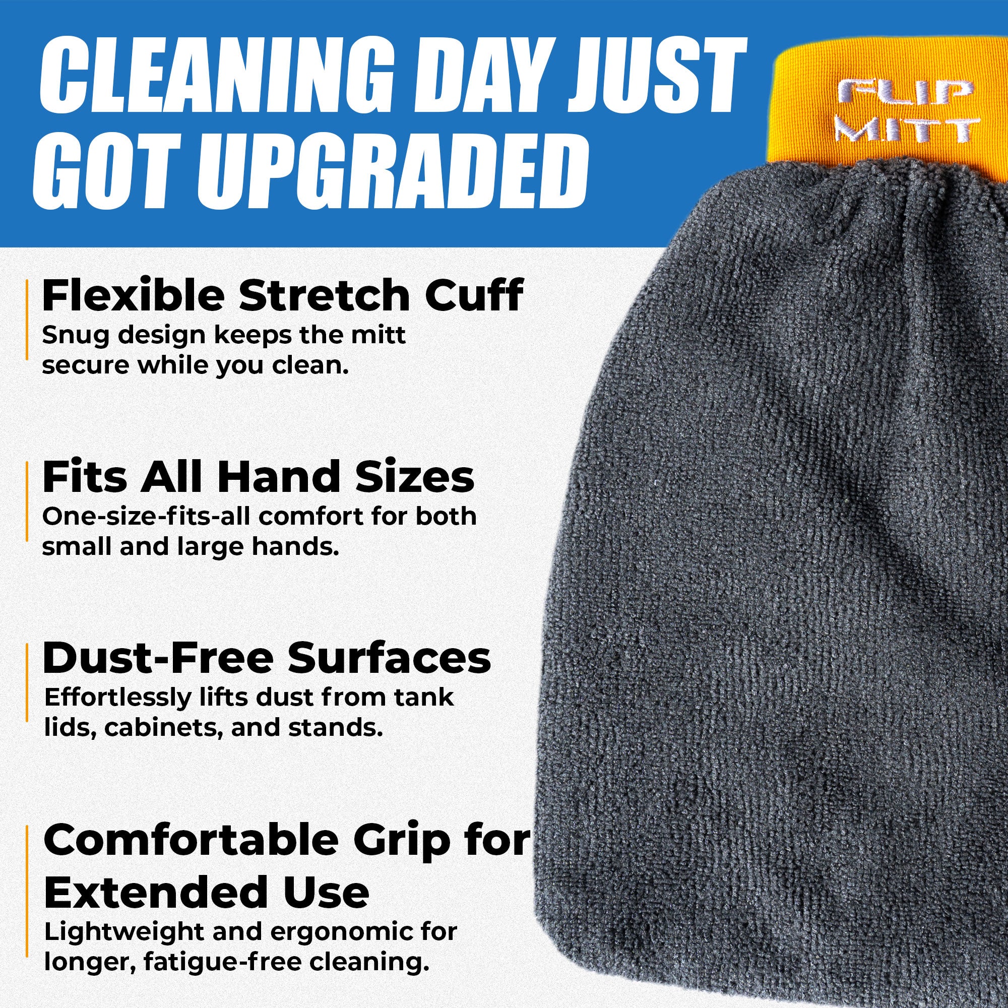 Flipper 2-in-1 Microfiber Aquarium Cleaning Mitt 1 Pack