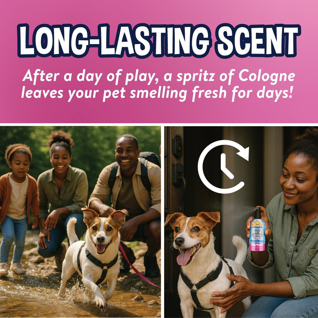 Premium Dog Cologne - Deodorizing Dog Perfume & Conditioner for Dogs & Cats - Natural Long Lasting Spray - Keeps Pets Fresh All Day - Gentle & Safe Formula, Made in USA (Baby Powder 4 Fl Oz)