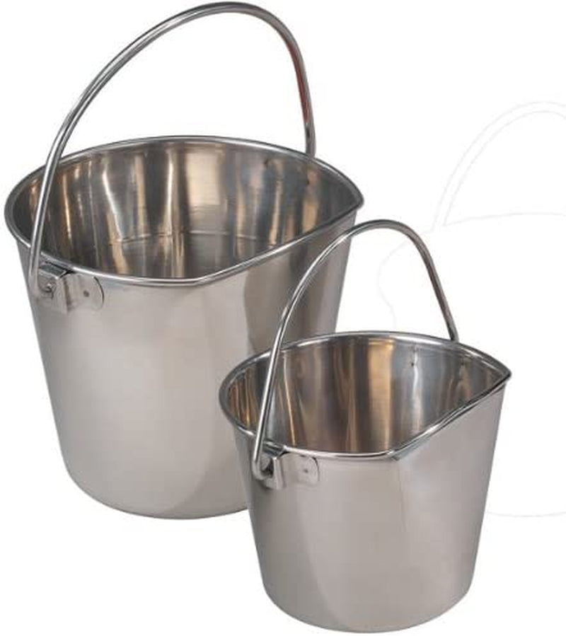 Proselect Stainless Steel Flat Sided Pails — Durable Pails for Fences, Cages, Crates, or Kennels - 6", 2-Quart
