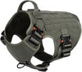 Tactical Dog Harness for Large Dogs,Full Metal Buckles Dog Vest | with MOLLE, Reflective,Adjustable,2 Leash Clips,Control Handle,No Pull,Soft Padded,Green,Large