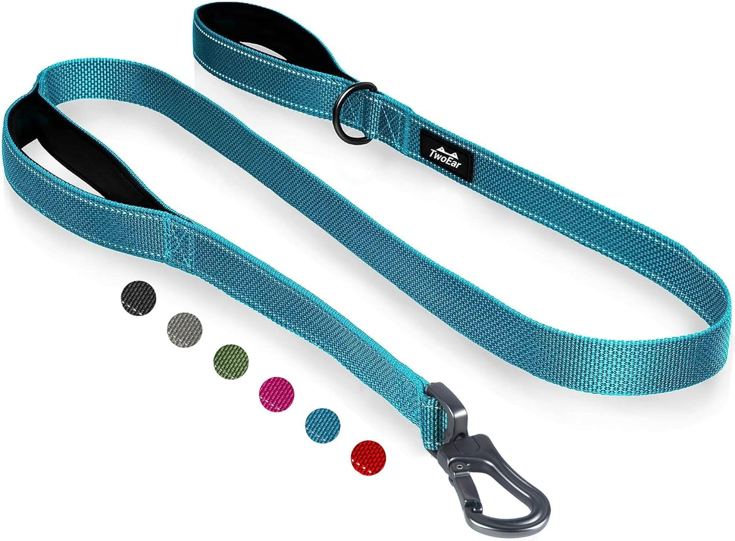 5FT 1IN Heavy Duty Dog Leash for Large Dogs with 2 Padded Handles | Traffic Handle Extra Control, Auto Lock Hook, Strong Reflective Walking Leash for Night Safety, Medium and Large Breeds,Blue
