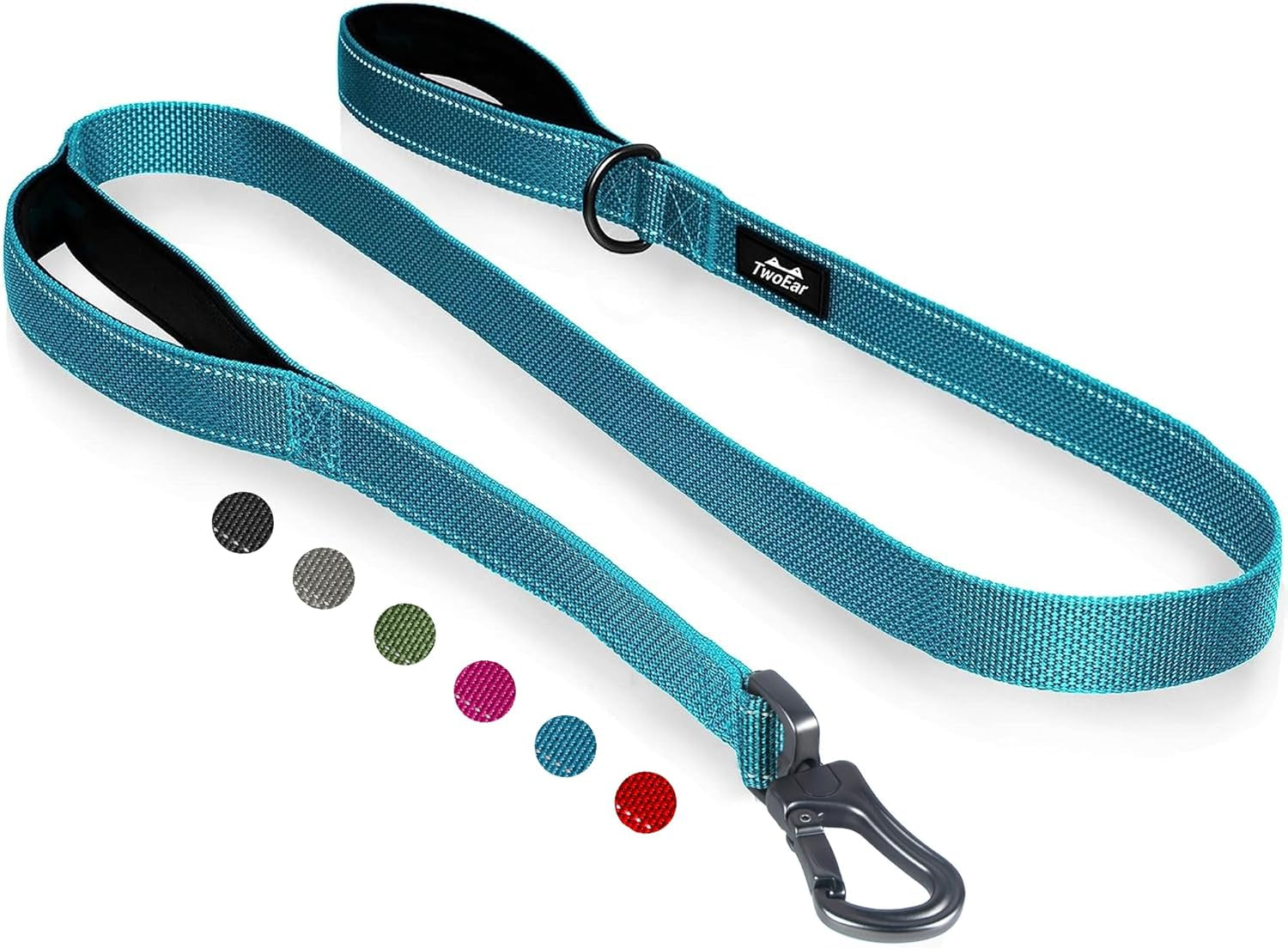 5FT 1IN Heavy Duty Dog Leash for Large Dogs with 2 Padded Handles | Traffic Handle Extra Control, Auto Lock Hook, Strong Reflective Walking Leash for Night Safety, Medium and Large Breeds,Blue