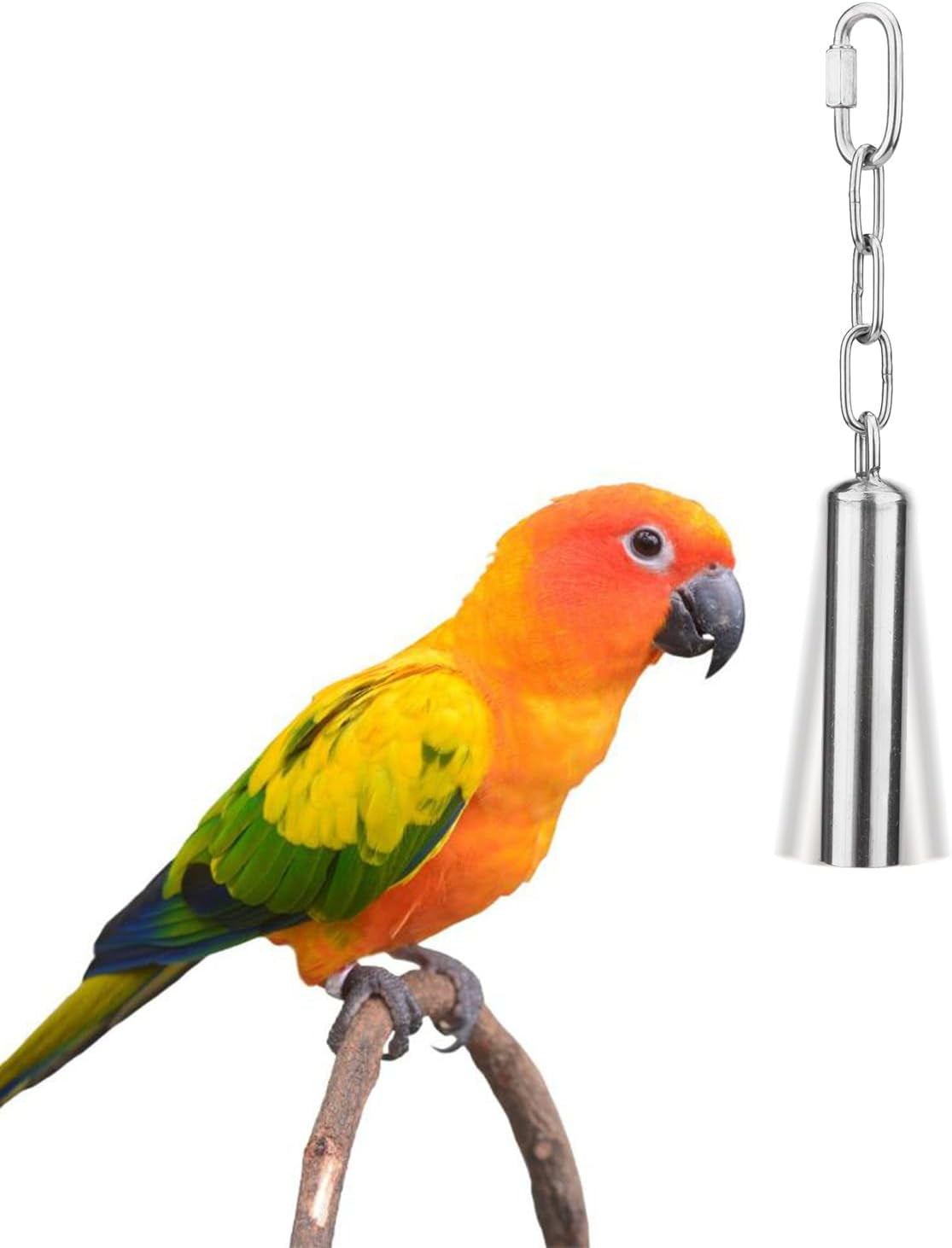 Stainless Steel Bell Bird Toys Durable Hanging Chew Toy for Cage | Rustproof, Heavy Duty, Safe Smooth Edges, Easy-Hanging, for Macaw/African Grey/Cockatoo/Parakeet/Cockatiel, 1 Pack, 7.5'', S