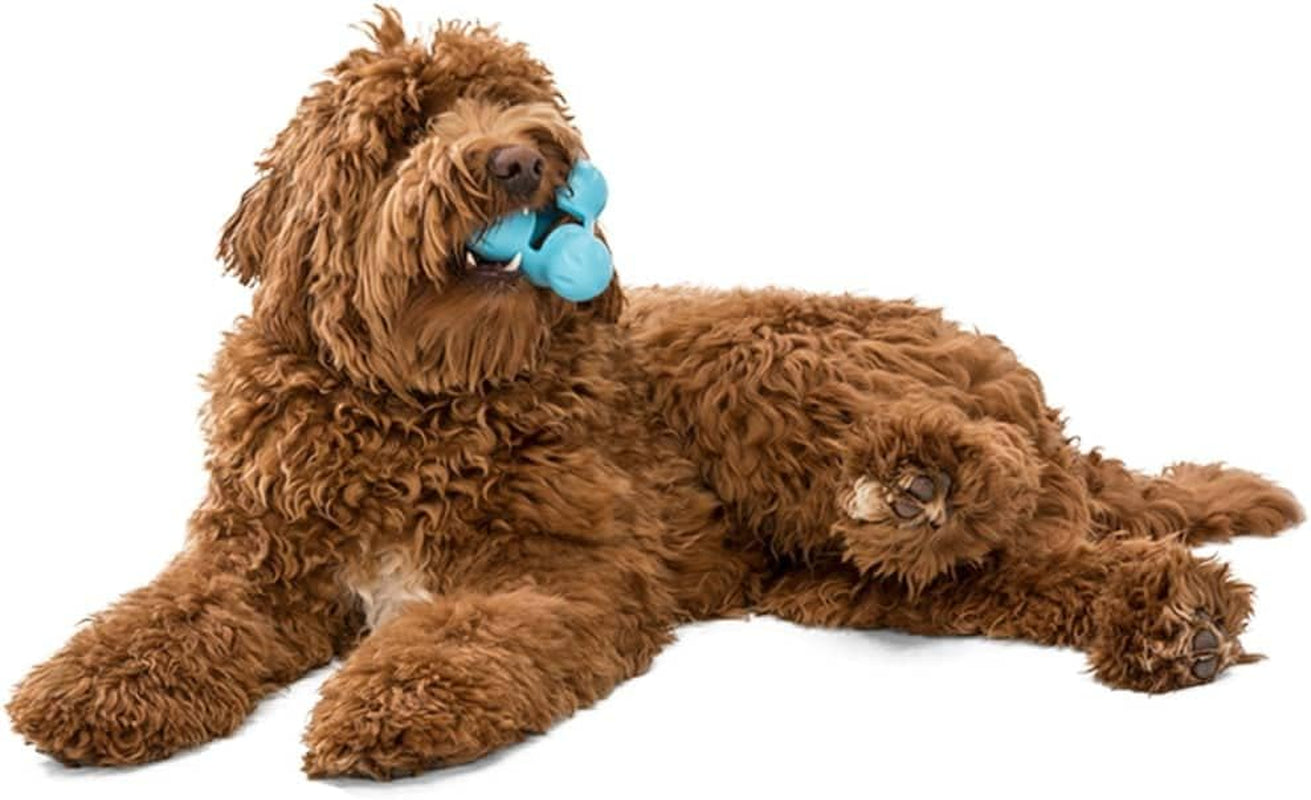 Zogoflex Tux Treat Dispensing Dog Chew Toy – Interactive Chewing Toy for Dogs – Dog Games for Aggressive Chewers, Fetch, Catch – Holds Kibble, Treats, Small 4", Aqua Blue