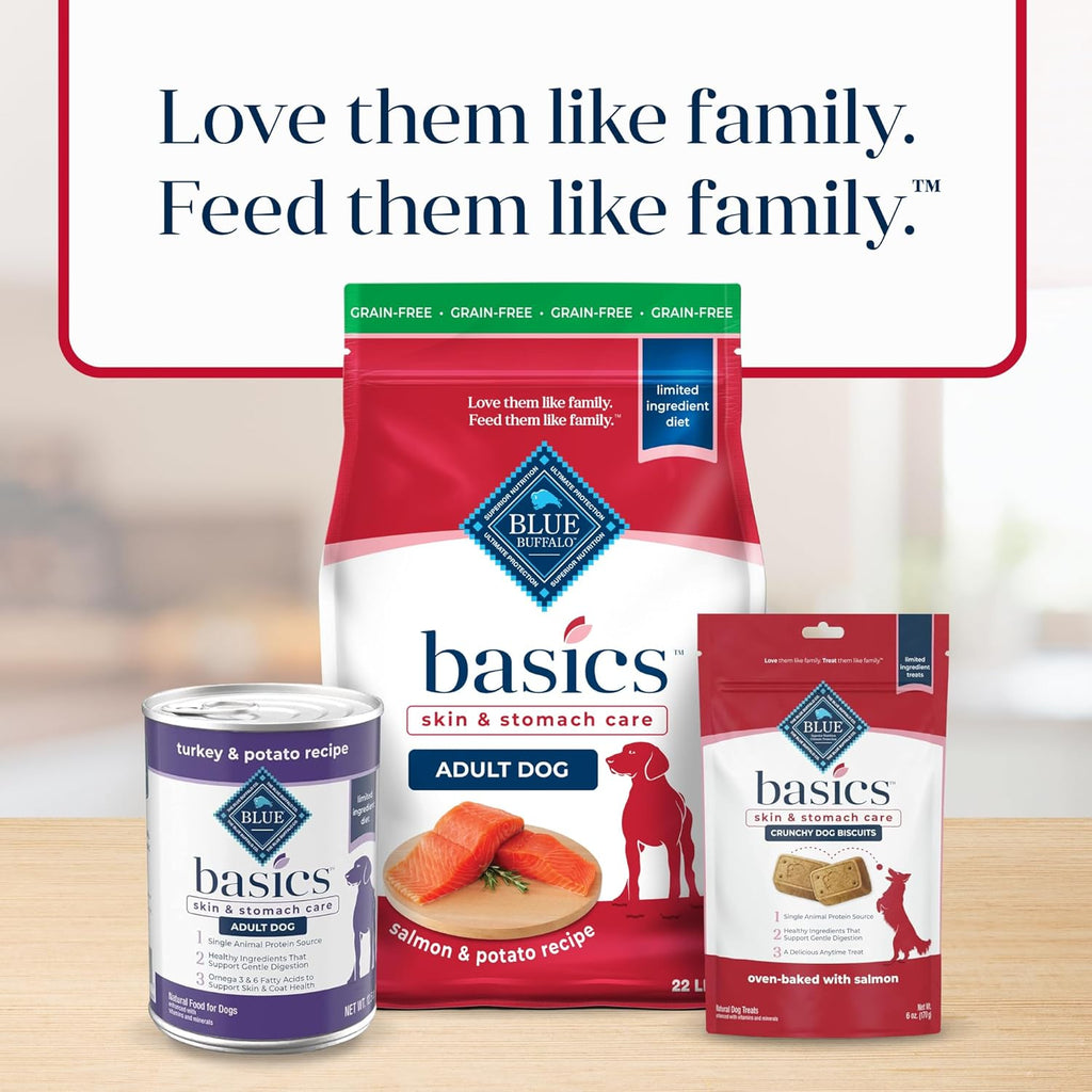 Basics Salmon Adult Grain-Free Dry Dog Food, 22 Lb | Skin & Stomach Care, Real Salmon #1 Ingredient, Limited Ingredient Diet, Antioxidant-Rich Lifesource Bits, Skin & Coat Health