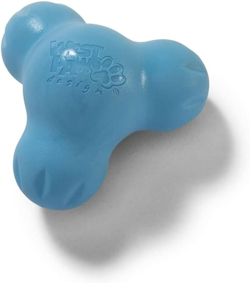 Zogoflex Tux Treat Dispensing Dog Chew Toy – Interactive Chewing Toy for Dogs – Dog Games for Aggressive Chewers, Fetch, Catch – Holds Kibble, Treats, Small 4", Aqua Blue