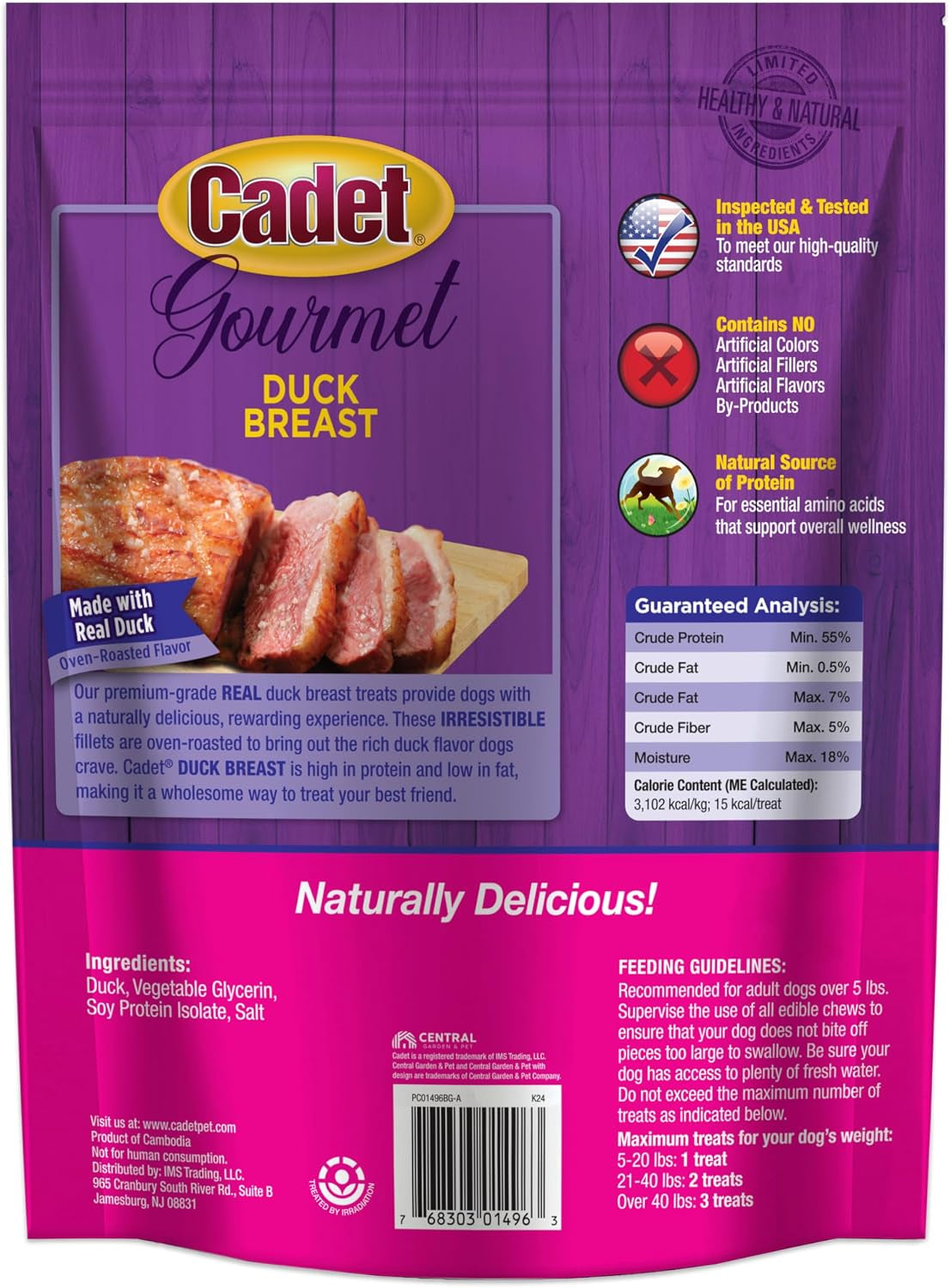 Gourmet Duck Breast Dog Jerky Treats, 2.5 Lbs | Made with Real Duck, Dog Treats for Training, High Protein, Natural & Healthy Dog Treats for Small & Large Breeds