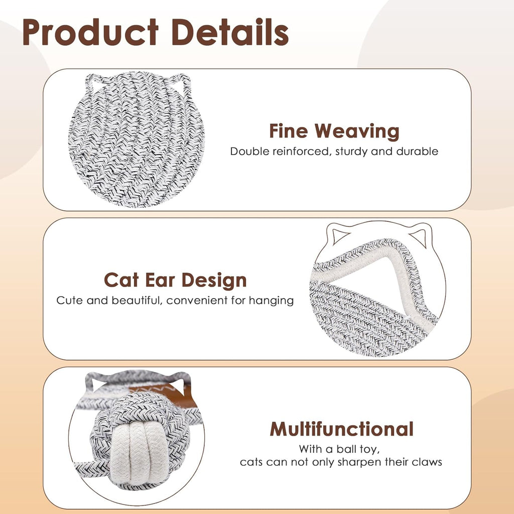 Cat Scratcher Mat Natural Cotton Rope Cat Scratch Pad Round Horizontal Floor Cat Scratching Pads For Indoor Cats  Cat Furniture Protector For Wall Couch Carpets  Sofas