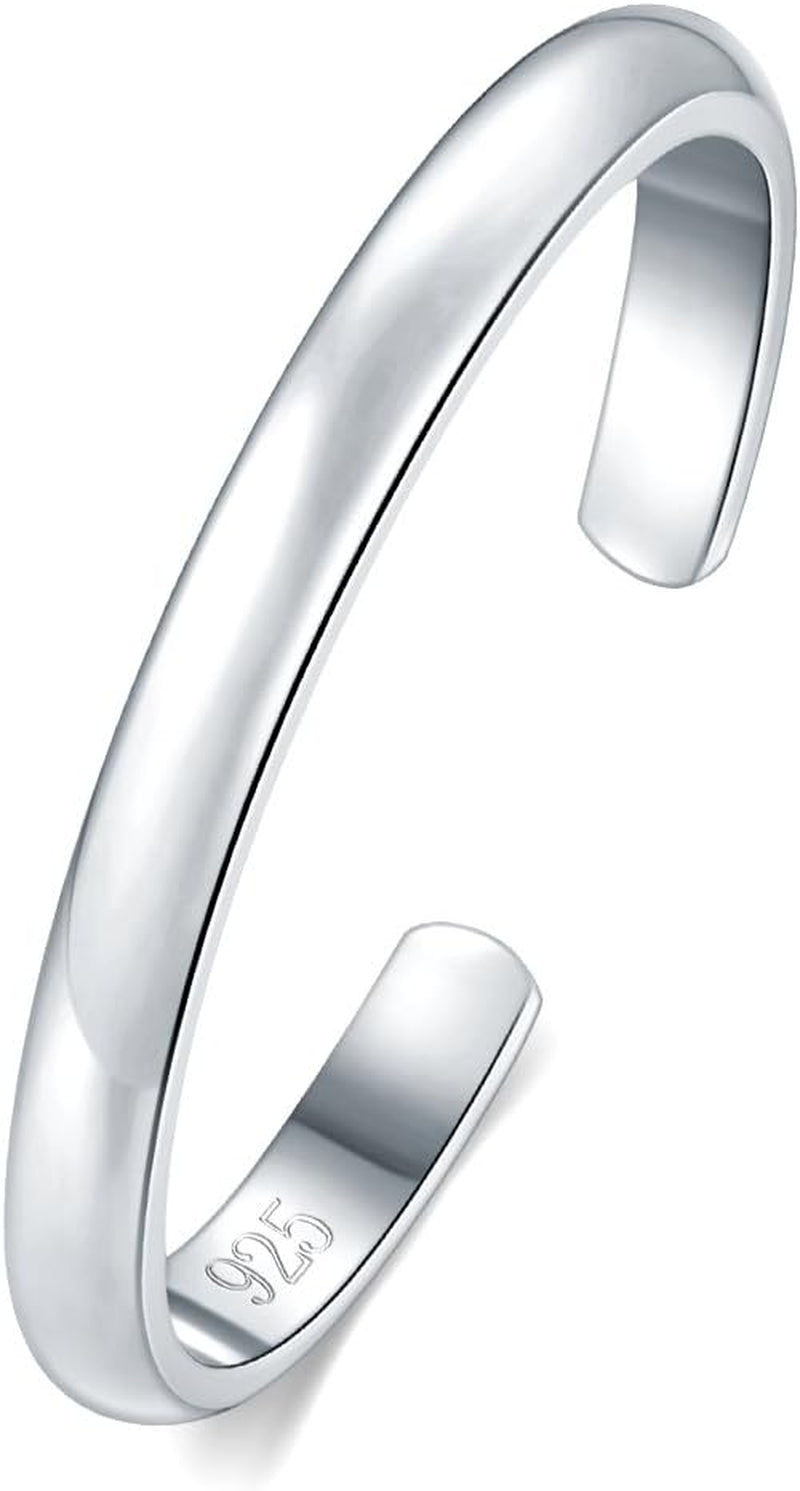Toe Rings - 925 Sterling Silver Band Ring - Waterproof 14K Gold Plated Toe Rings - Sterling Silver Rings for Women, 2 Mm, 3Mm, 4Mm