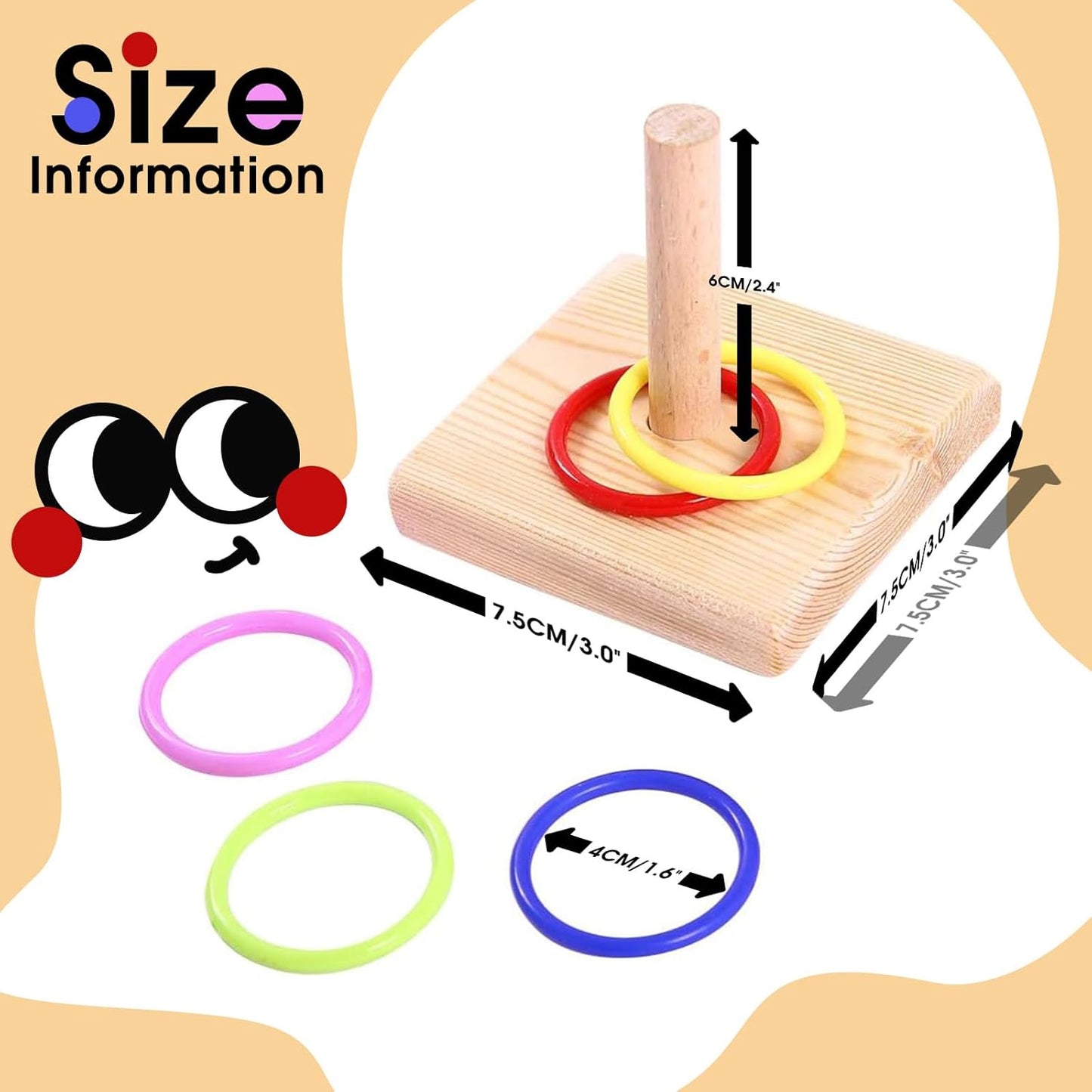 Bird Tabletop Toy, Parrot Activity & Training Trick Color Ring Toys | Budgie Natural Wood Training Gym, Sturdy Chewed Rings, Educational Stacking Playing Toy for Conure Cockatiel, Easy to Install
