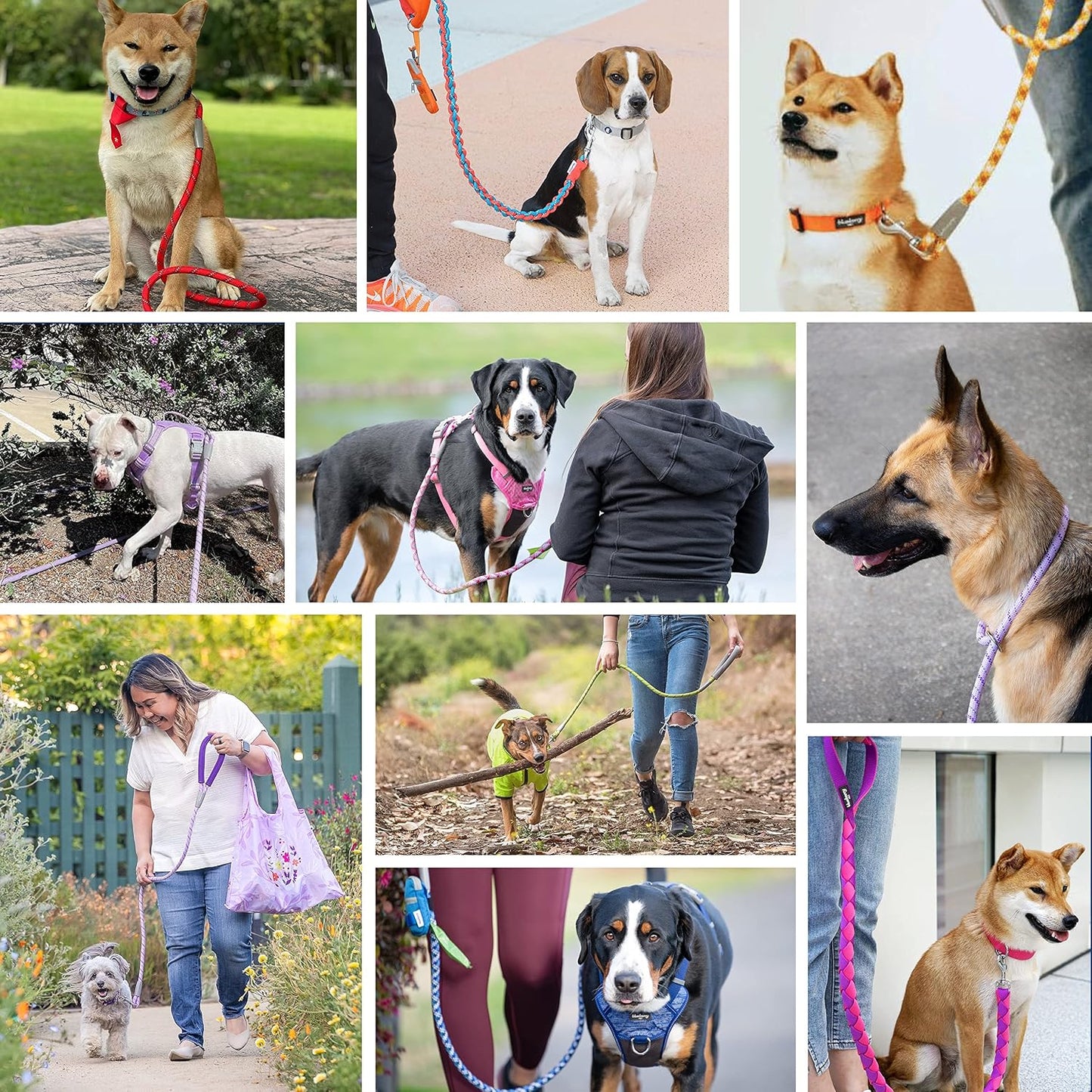 Essentials Dog Leash, Puppy Essentials, Strong Rope Dog Leashes for Large Dogs Heavy Duty, 4Ft, Comfortable Neoprene Handle, French Pink, Eco-Friendly, Water & Dirt Resistant