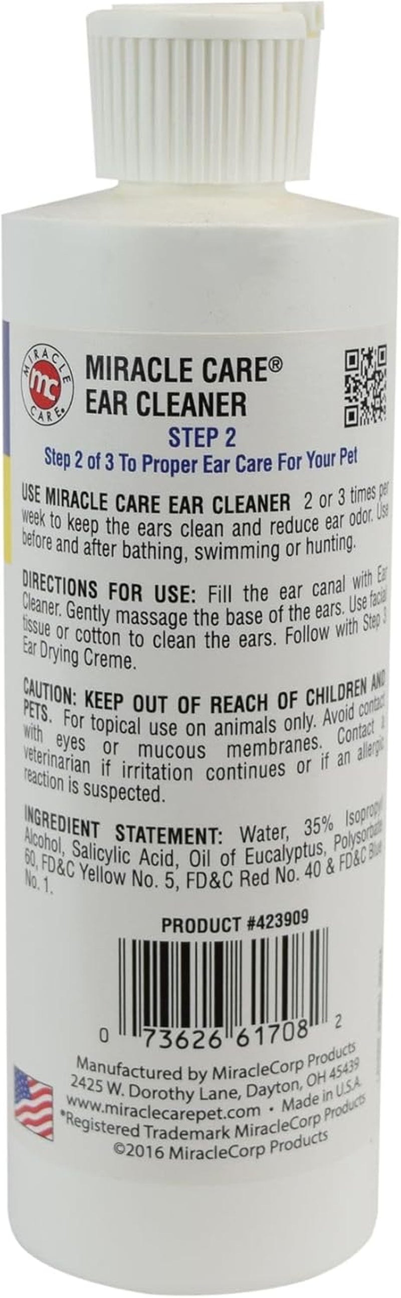 Ear Cleaner for Dogs and Cats, 8 Ounce | Remove Debris and Dirt, Reduce Ear Odor, Waxy Build Up, and Itching, Protect against Ear Mites, Gentle and Non-Staining