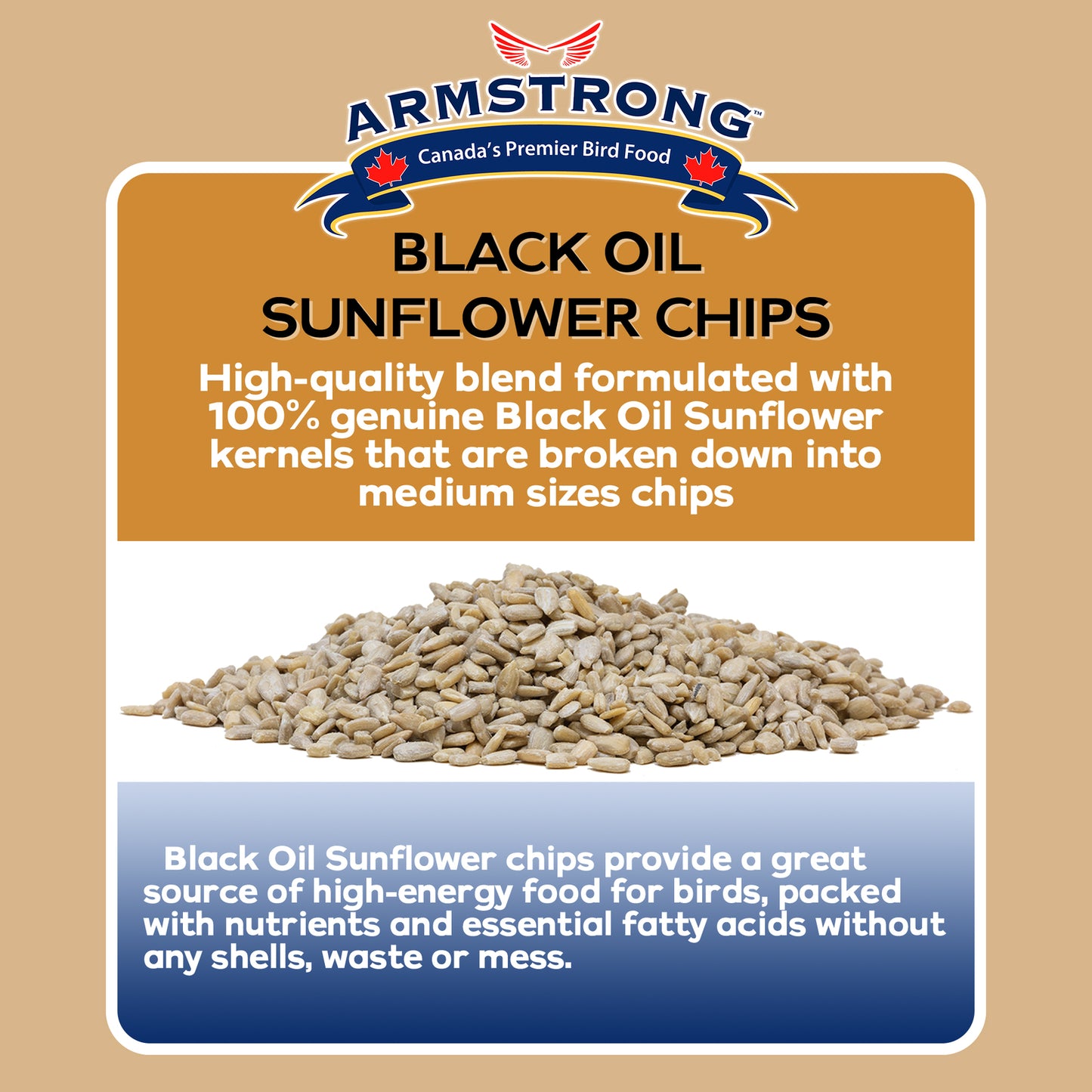 Armstrong Wild Bird Food Black Oil Sunflower Chips, 13Lb- for outside Feeders