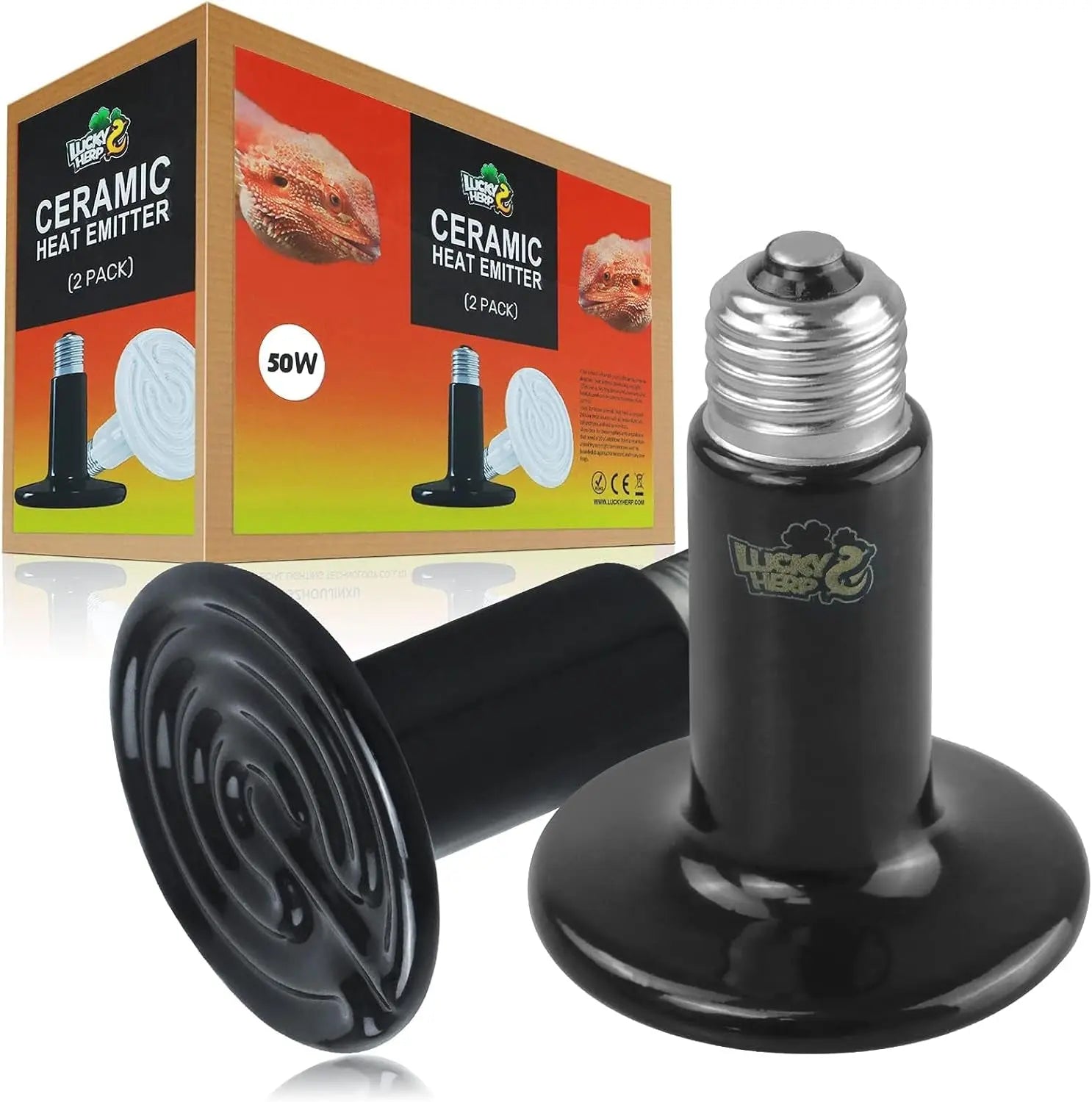 50W- 150W Ceramic Heat Emitter Bulbs (2-Pack) – No-Light Heater