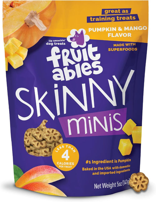 Skinny Mini Dog Treats, Training Treats, Pumpkin and Mango, 5Oz | Healthy Dog Treats, Crunchy Dog Biscuits, Healthy Puppy Treats, Limited Ingredient, Training Rewards, Made in USA