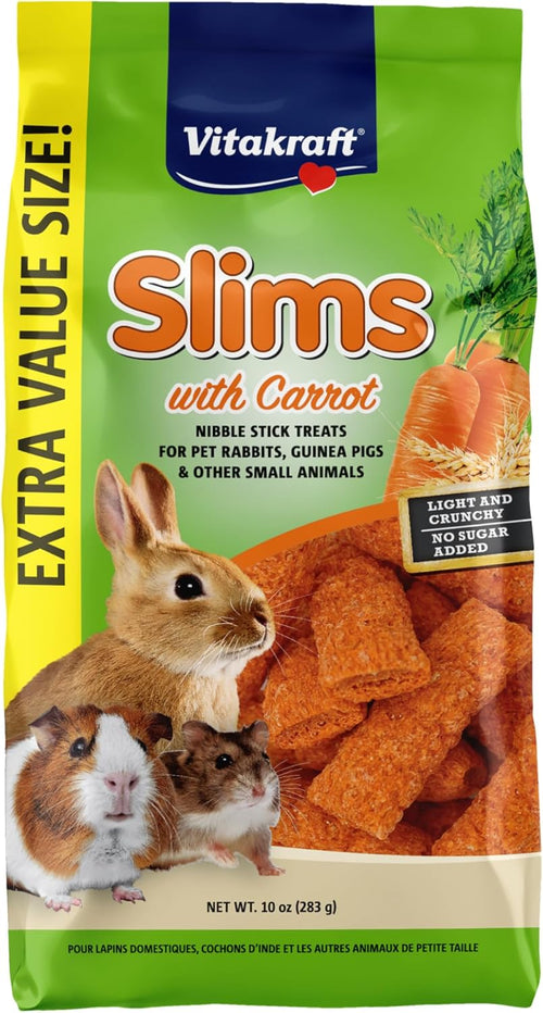 Slims Carrot Small Animal Treats – Light, Healthy Food Bites - Crispy Carrot Treats for Rabbits, Guinea Pigs, Hamsters & Chinchillas (10Oz)