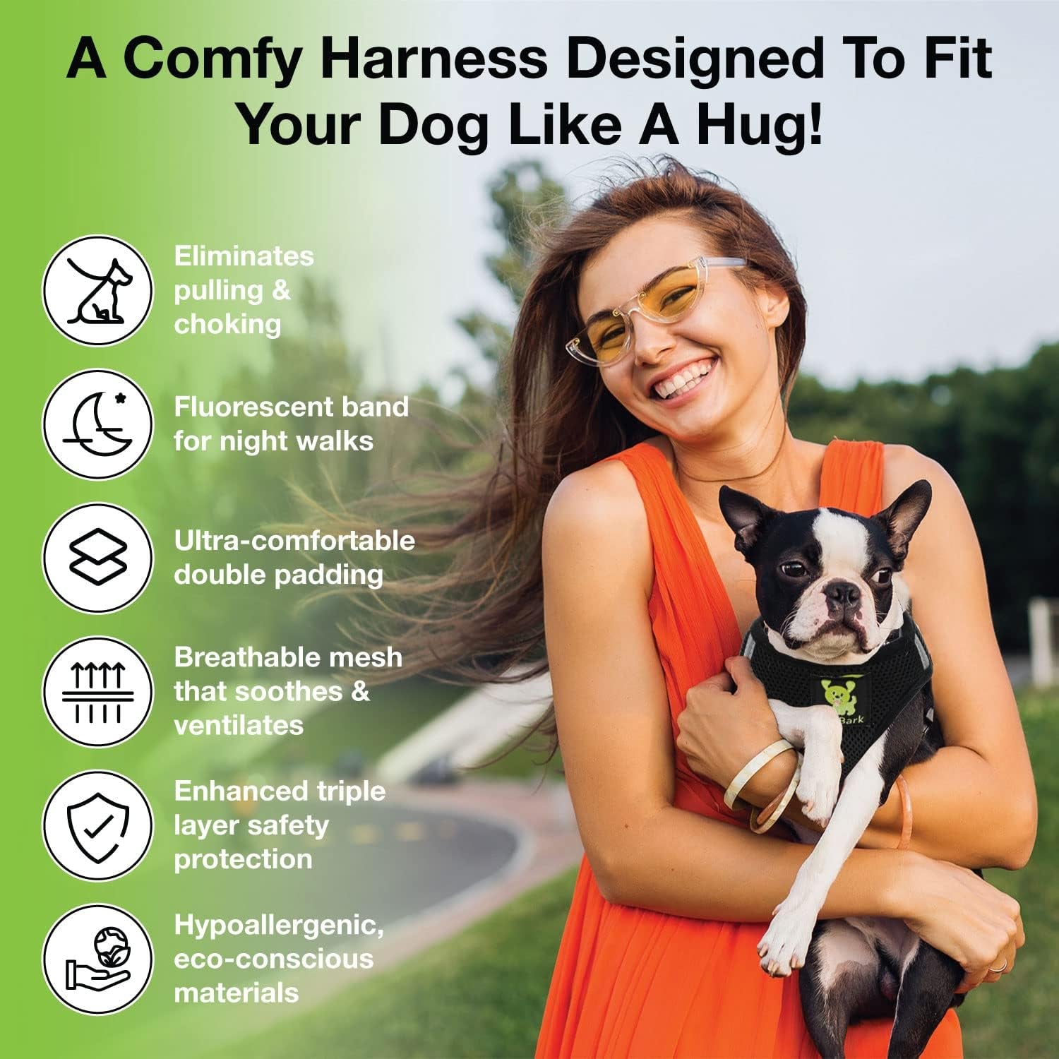 Step in Dog Harness - Eco-Friendly Teacup Dog Harnesses for XXS, XS, and Small Dogs - Reflective and Adjustable Mini Body Halter Vest -Tiny Soft Mesh Toy Breed Harness under 5 Lbs (Black, XXS)