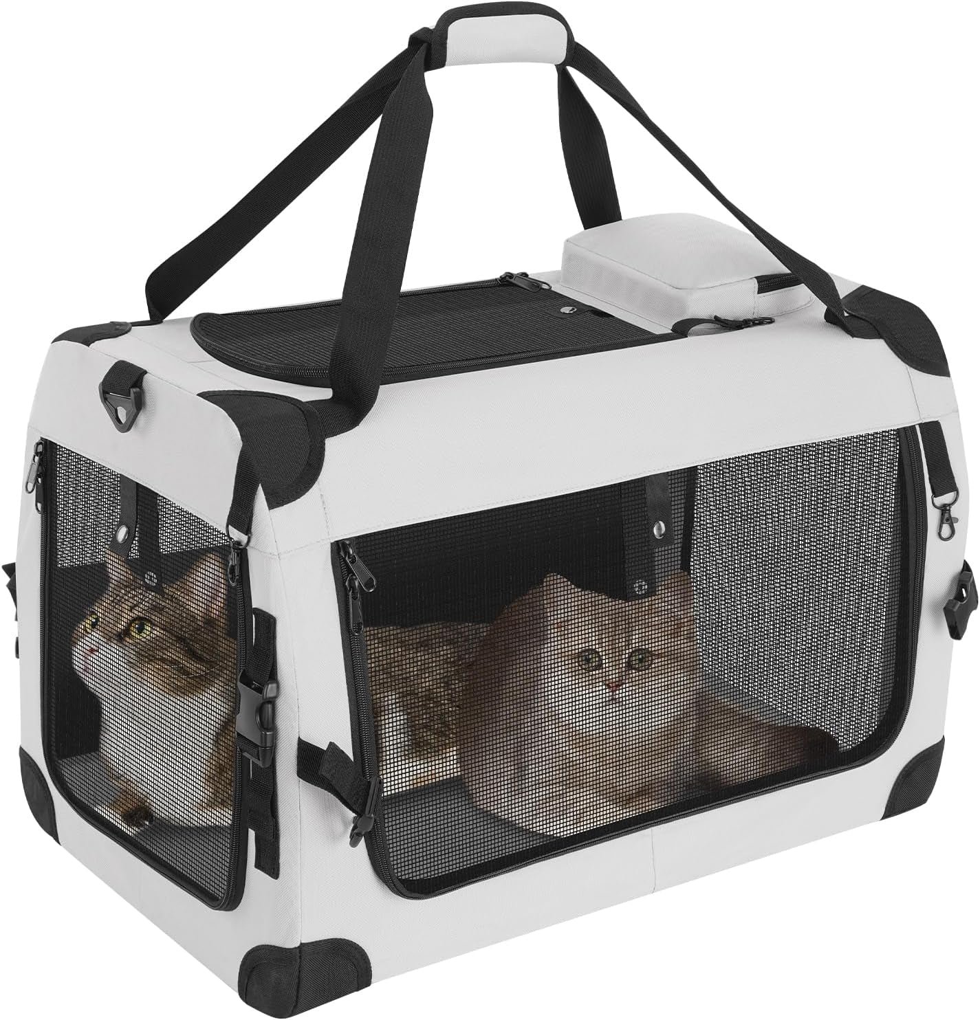 Large Cat Carrier for 2 Cats Soft Sided Travel Crate Up to 55lbs