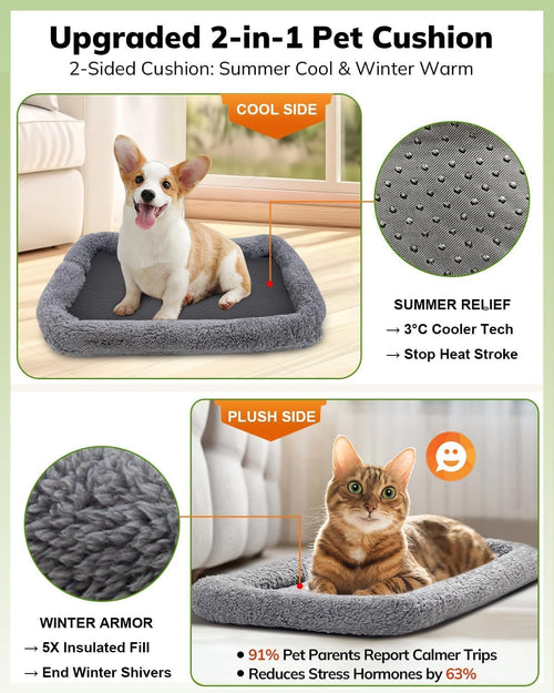 Cat Carrier Soft for Large Medium Cats and Puppy up to 20Lbs | with Dual-Sided Cushion, Secure Buckle and Foldable Bowl, Dog Carriers for Small Dogs - Pet Carrier (Dark Gray)