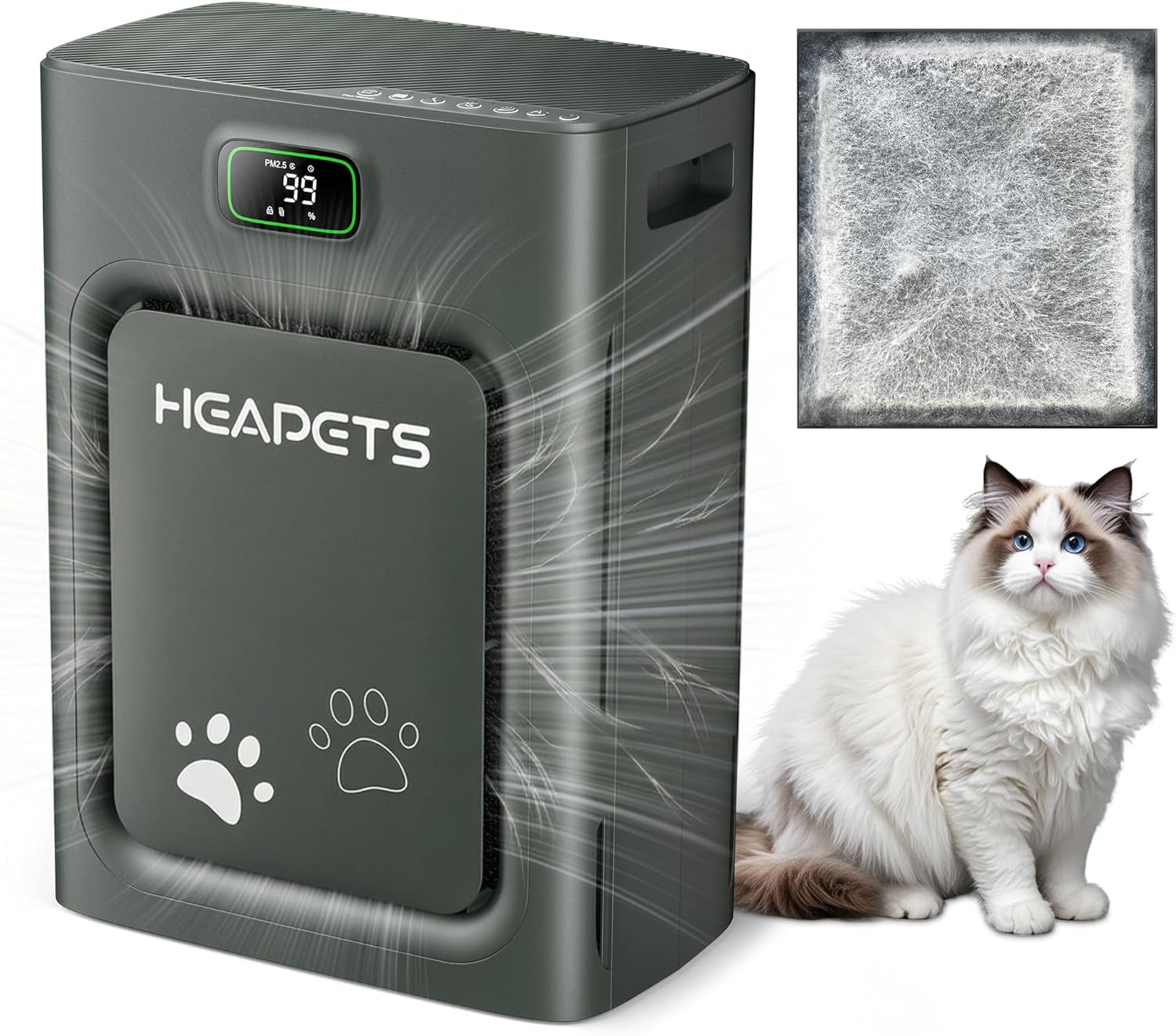 Pet Air Purifier with HEPA Filter Odor Control for Dogs & Cats