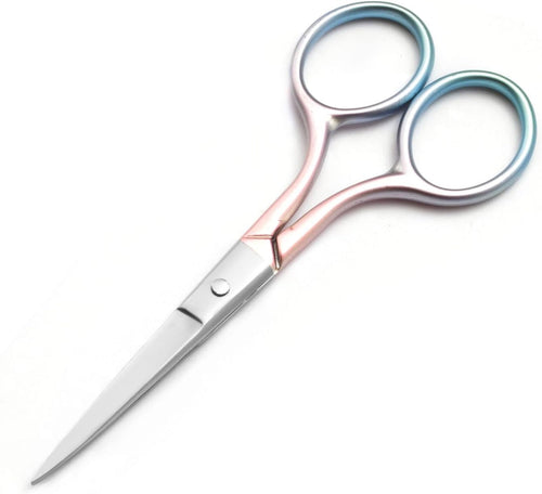 Multicolor Professional Grooming Scissors for Facial Hair Removal | Personal Care Ear Nose Eyebrow Trimming Stainless Steel Fine Straight Tip Scissors 3.9 Inch (Pink)