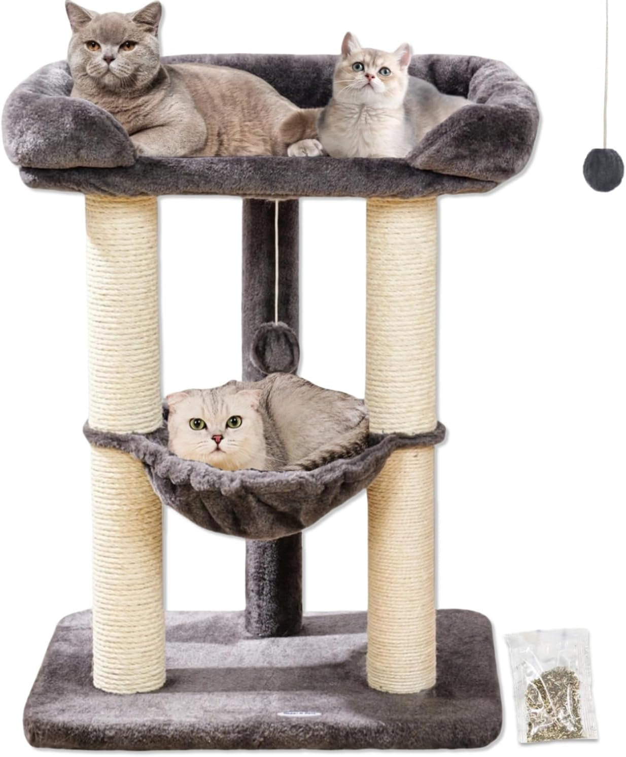 28-Inch Cat Tree for Large Cats | Window Perch, Hammock & Scratching Post