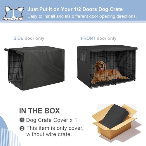 Dog Crate Cover Heavy Duty Polyester Pet Kennel Sunshade Universal Fit for 36 Inches Wire Cage (Black)