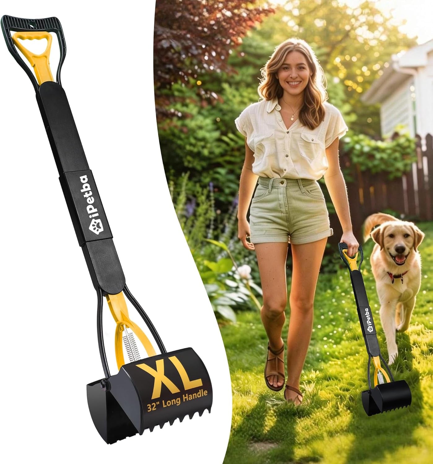 32 Inch Long Handle Pooper Scooper for Large Dogs Heavy Duty Foldable