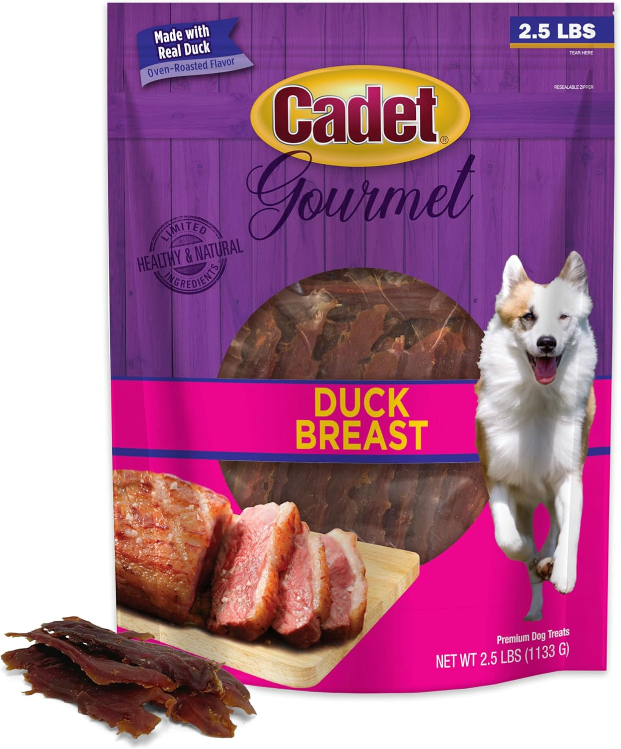 Gourmet Duck Breast Dog Jerky Treats, 2.5 Lbs | Made with Real Duck, Dog Treats for Training, High Protein, Natural & Healthy Dog Treats for Small & Large Breeds