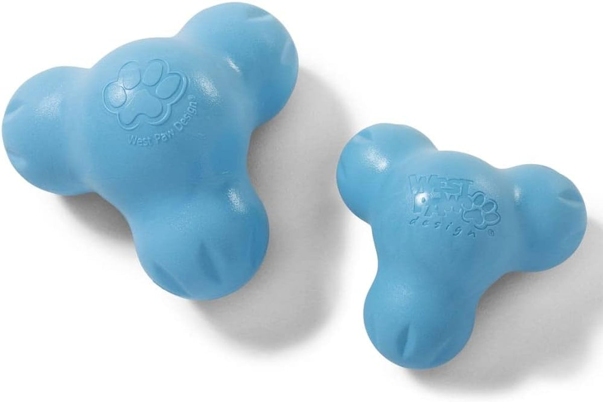 Zogoflex Tux Treat Dispensing Dog Chew Toy – Interactive Chewing Toy for Dogs – Dog Games for Aggressive Chewers, Fetch, Catch – Holds Kibble, Treats, Small 4", Aqua Blue
