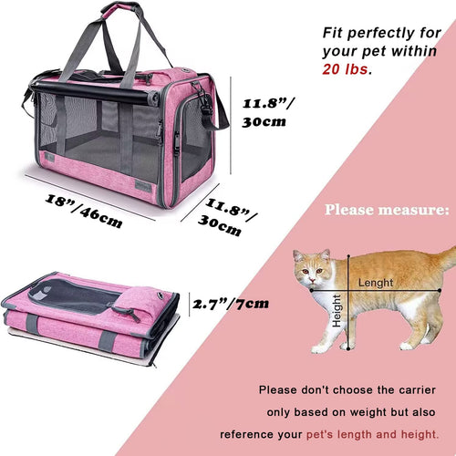 Pet Carrier for Large and Medium Cat, Soft-Sided Pet Crate for Puppy | Dog Foldable Car Traveling Kennel Bag with Privacy Protection, Big Kitten Carrying Cage Ventilated Home Outdoor Vet Transport
