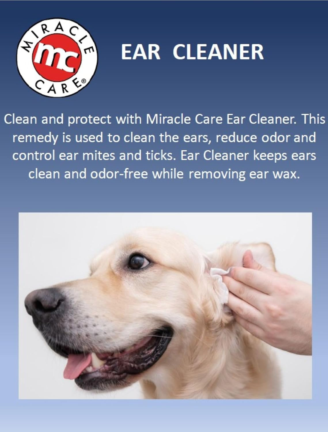 Ear Cleaner for Dogs and Cats, 8 Ounce | Remove Debris and Dirt, Reduce Ear Odor, Waxy Build Up, and Itching, Protect against Ear Mites, Gentle and Non-Staining
