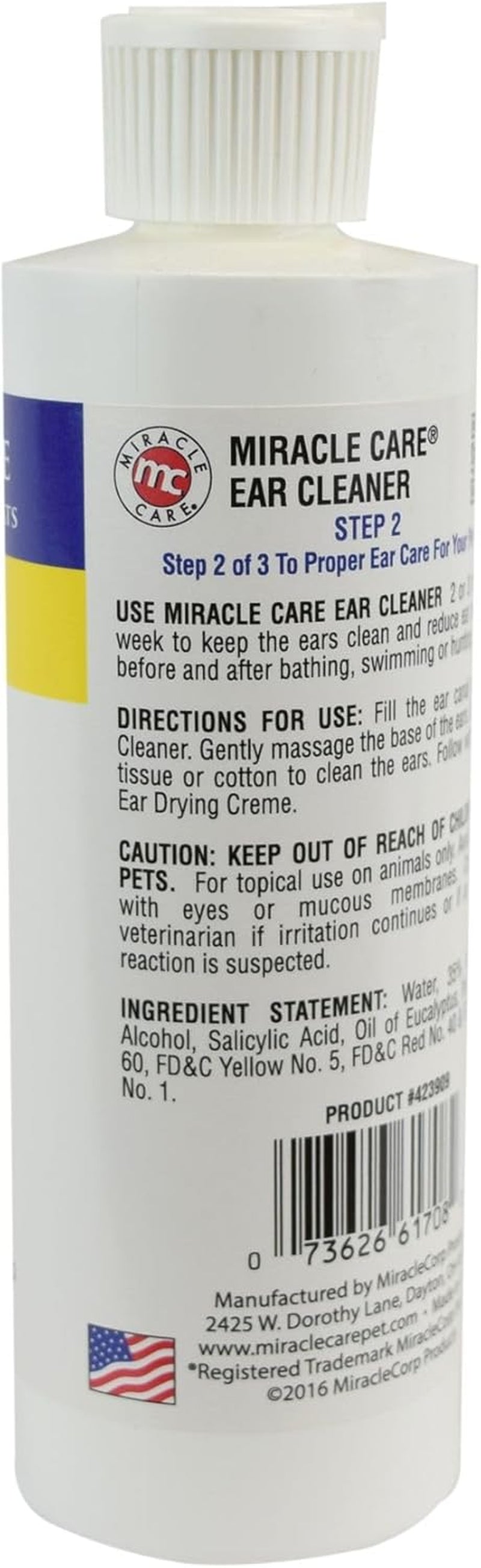 Ear Cleaner for Dogs and Cats, 8 Ounce | Remove Debris and Dirt, Reduce Ear Odor, Waxy Build Up, and Itching, Protect against Ear Mites, Gentle and Non-Staining