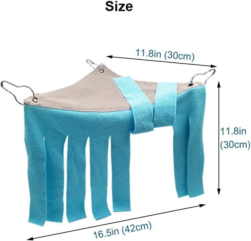 Guinea Pig Hideout Hideaway Corner Fleece Toys Cage Accessories | Reversible Sides | Soft Fleece Fabric | Come with Hooks | Guinea Pig Hammock for Small Animals | Blue, Triangle