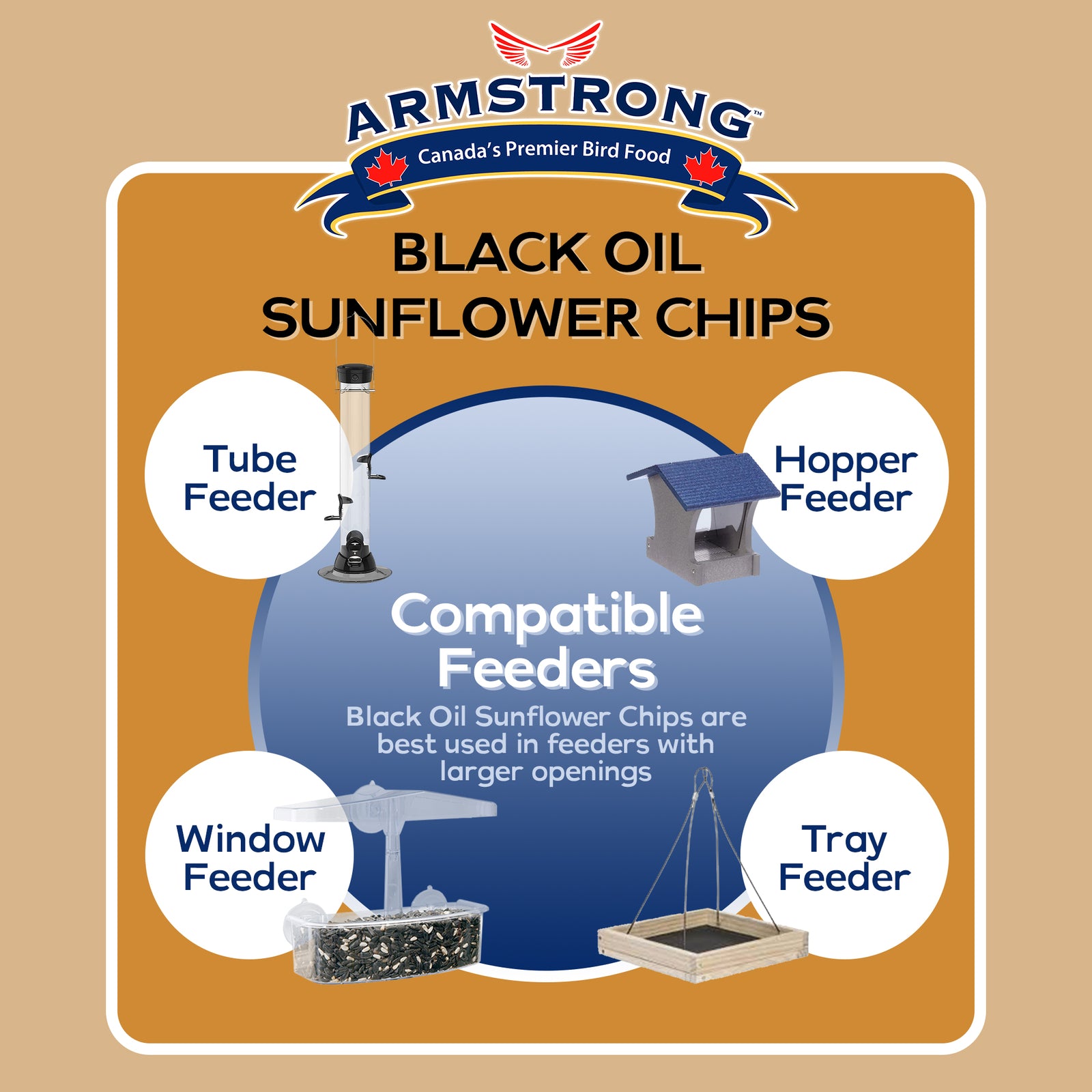 Armstrong Wild Bird Food Black Oil Sunflower Chips, 13Lb- for outside Feeders