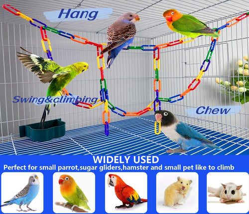 200Pcs Rainbow C-Clips Plastic Chain Links for Birds & Small Pets | Non-Toxic Safe & Durable. Chew-Resistant for Indoor/Outdoor. C-Clip Snaps Together Easily. Plastic Chain Toy for Small Pets