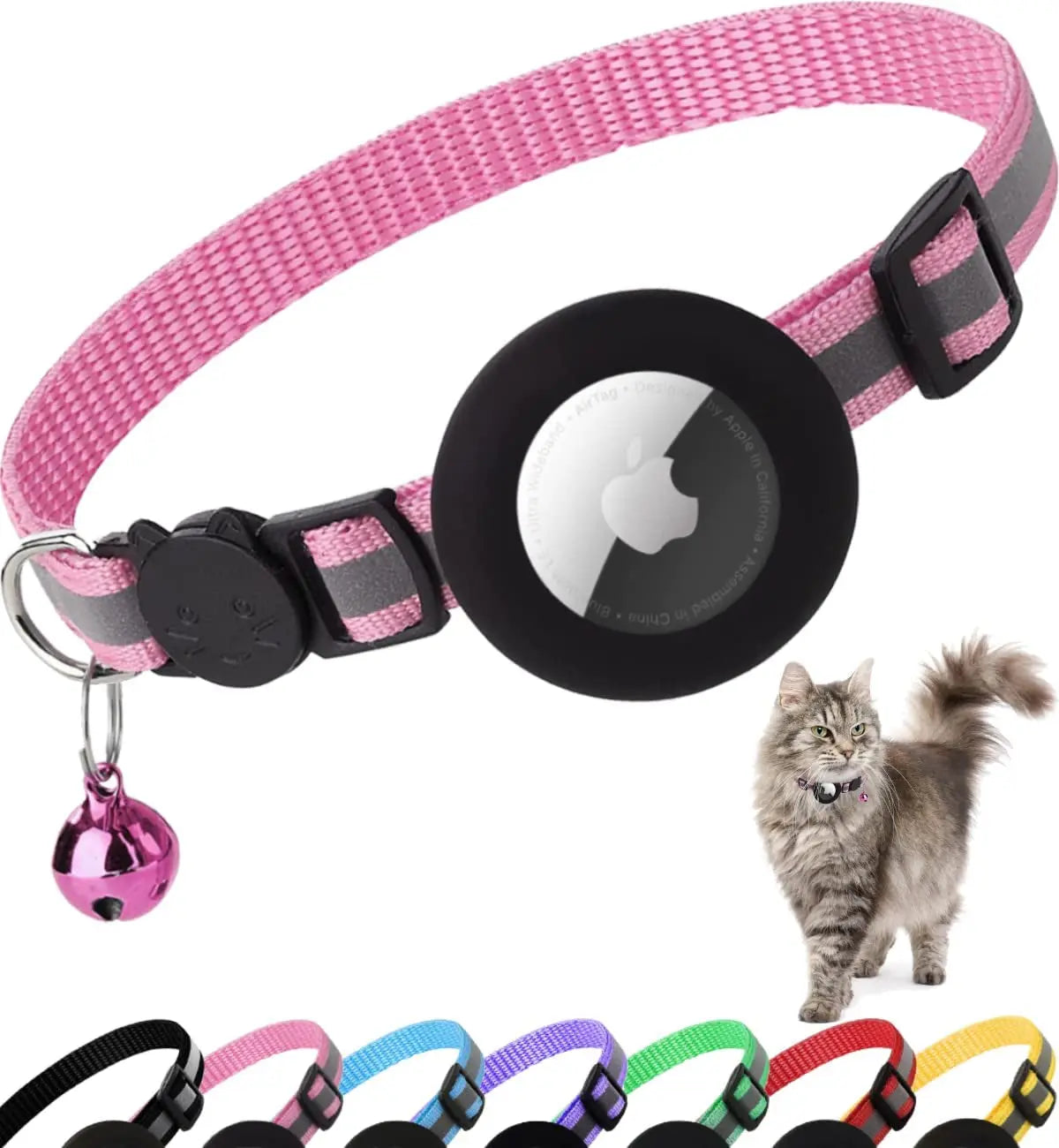 AirTag Cat Collar – Secure & Stylish Reflective Breakaway Collar with Holder & Bell