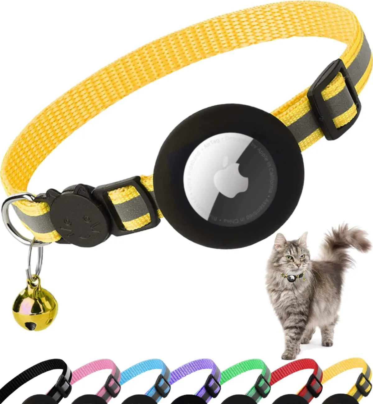 AirTag Cat Collar – Secure & Stylish Reflective Breakaway Collar with Holder & Bell