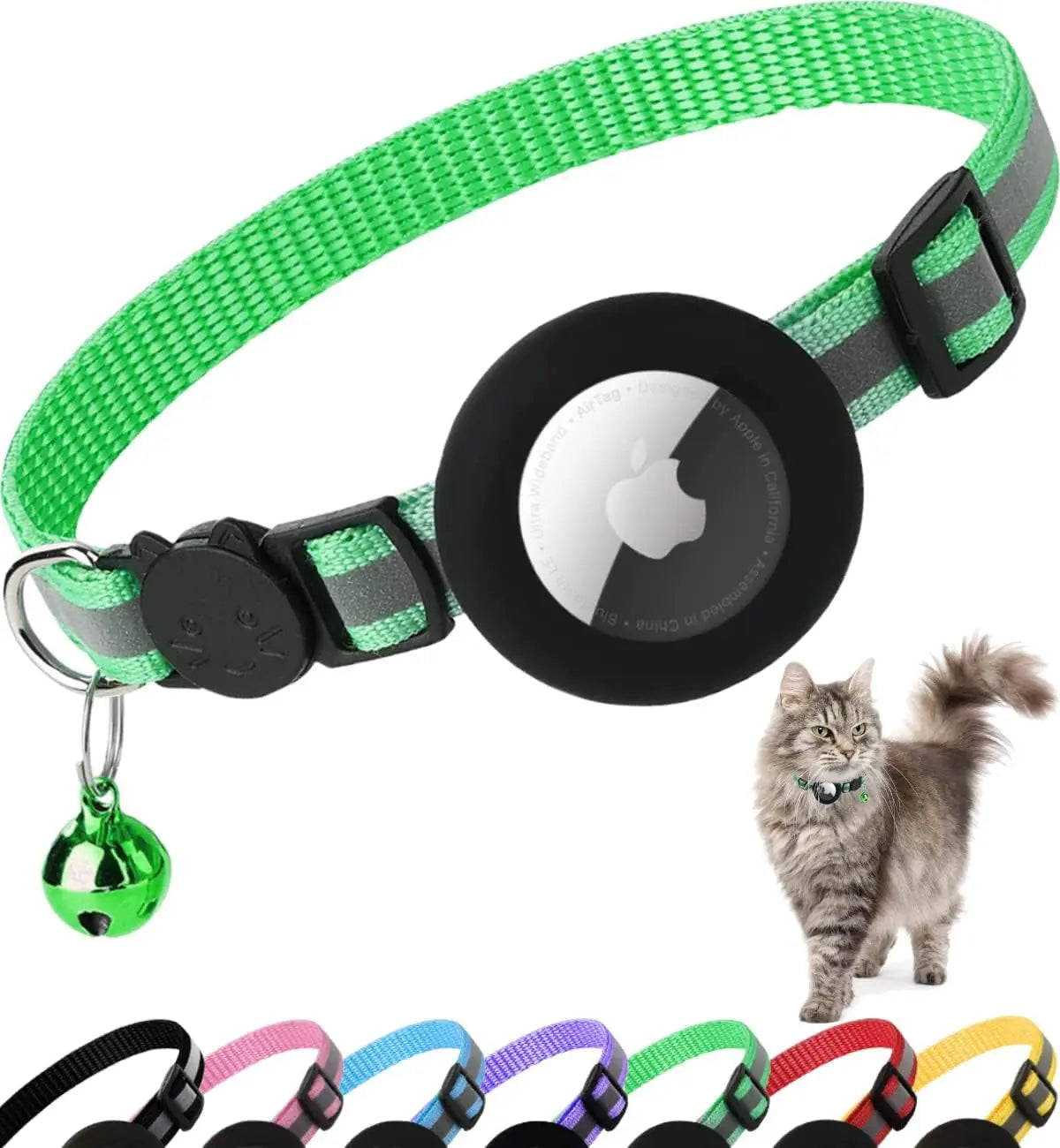 AirTag Cat Collar – Secure & Stylish Reflective Breakaway Collar with Holder & Bell