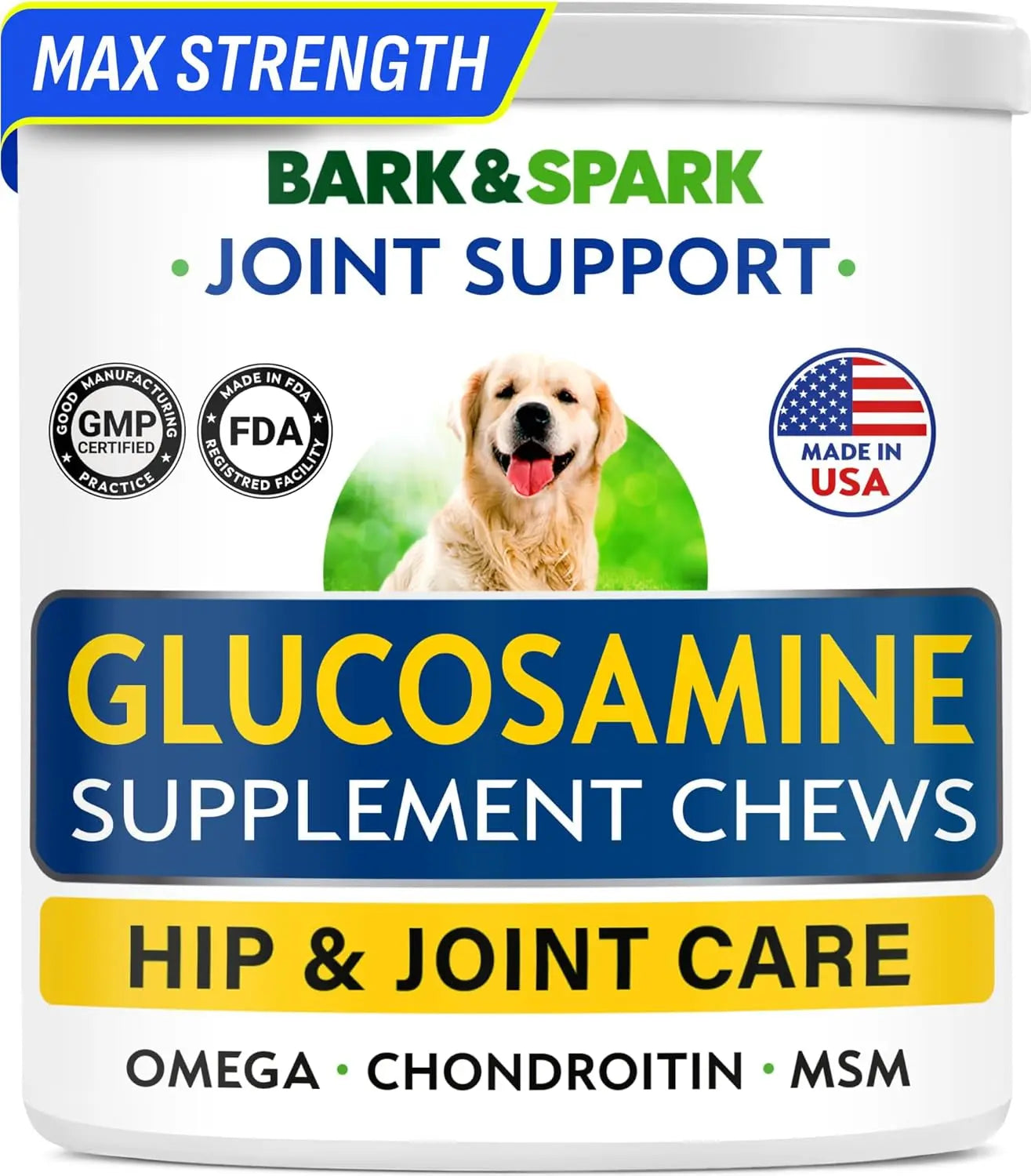BARK&SPARK Liquid or Chews Glucosamine Joint Supplement for Dogs Mobility