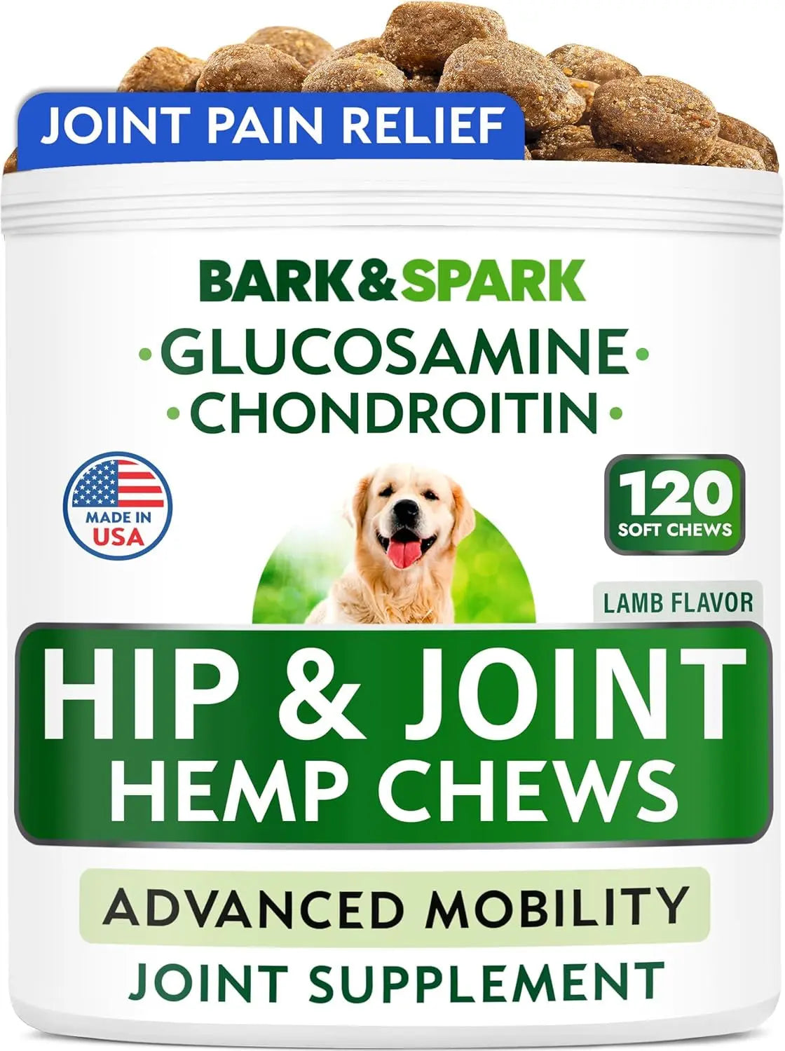 BARK&SPARK Liquid or Chews Glucosamine Joint Supplement for Dogs Mobility
